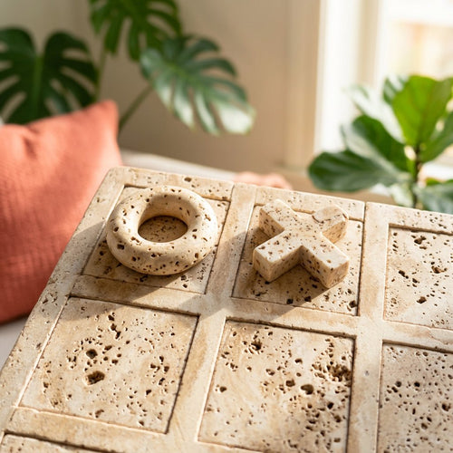 Luxe Stone Tic-Tac-Toe Tabletop Sculpture & Game