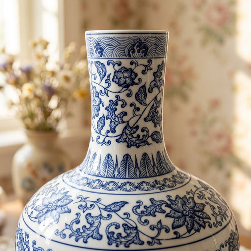Regal Blue and White Globe Vase