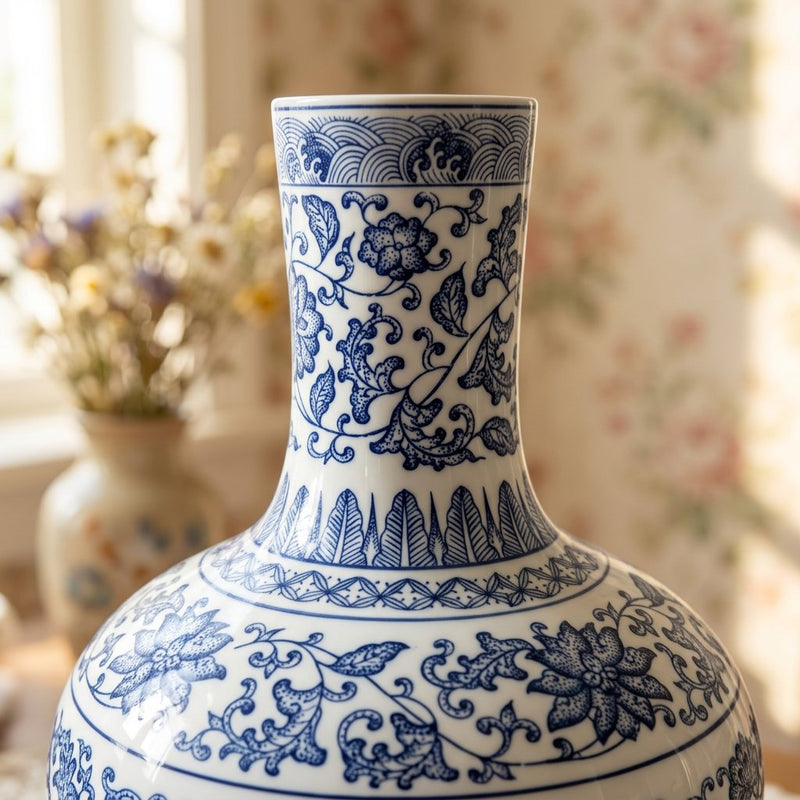 Regal Blue and White Globe Vase