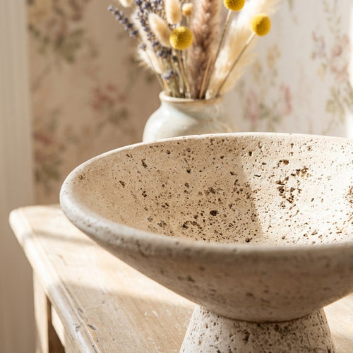 Elegant Travertine Textured Display Bowl