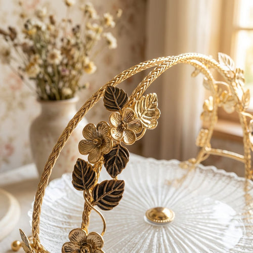 Floral Wreath Crystal Glass Fruit & Dessert Platter
