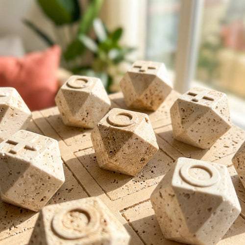 Geometric Stone Block Tic-Tac-Toe Tabletop Decor