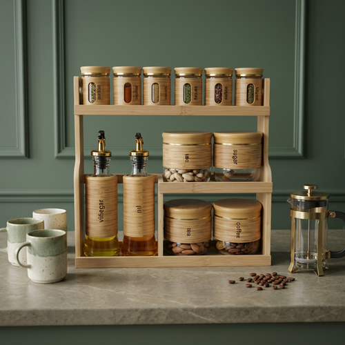 12 Piece Wooden Rack Kitchen Storage Set