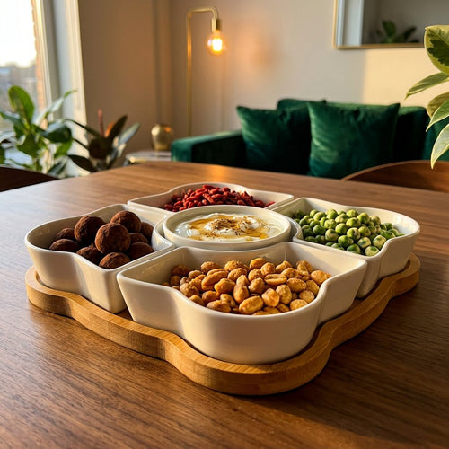 Botanical Clover Ceramic Relish & Snack Server Set