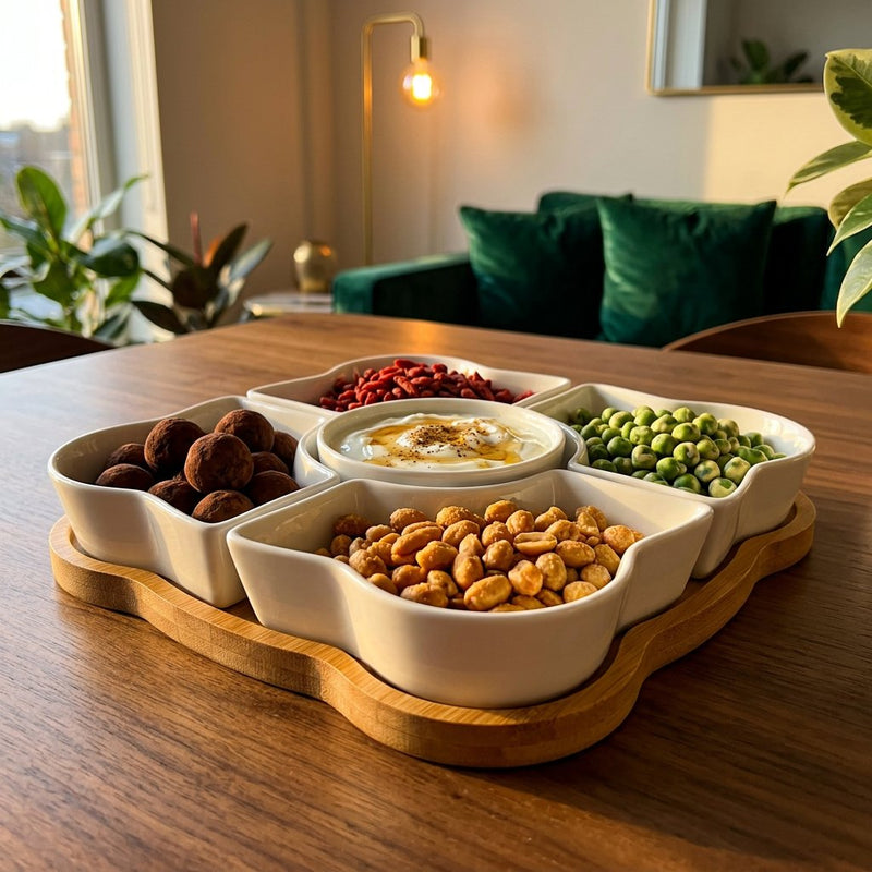 Botanical Clover Ceramic Relish & Snack Server Set