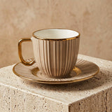 Modern Fluted Warm Cup & Saucer Set of 12