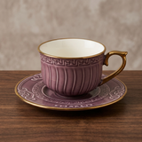 Fluted Dusty Purple Cup & Saucer Set of 12