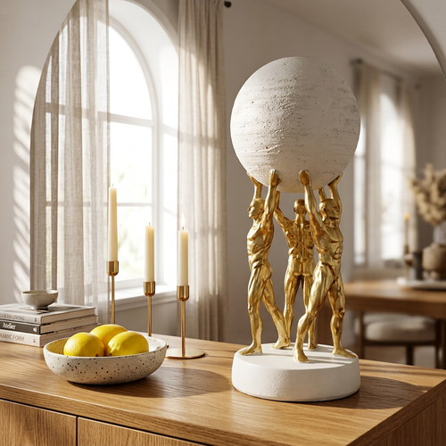 Luxury Gold & White Globe Bearers Figurine