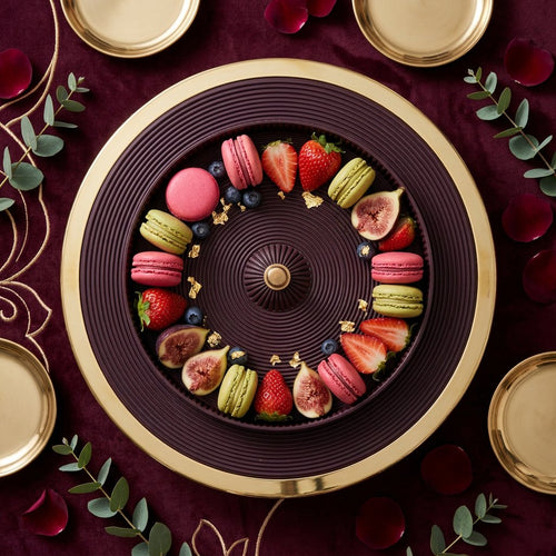 Elegant Single Tier Gold Rimmed Serving Platter