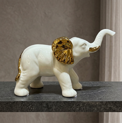 Modern Gold Textured Lucky Elephant Statue