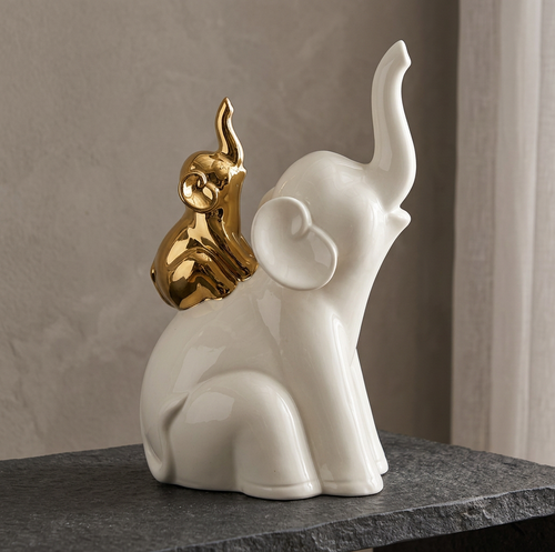 Mother & Baby Back Rider Elephant Sculpture