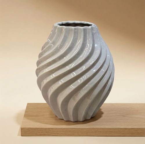 Modern Grey Swirl Ceramic Urn Vase