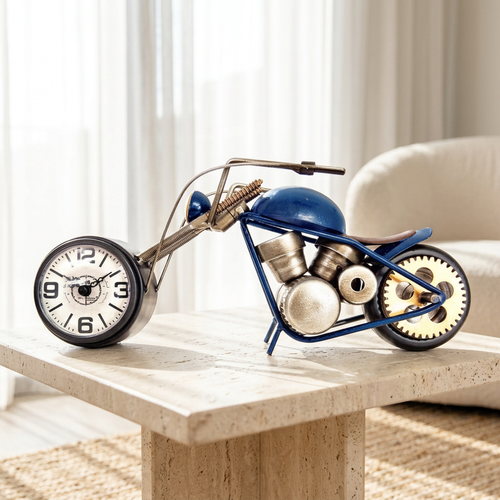 Vintage Industrial Metal Motorcycle Table Clock