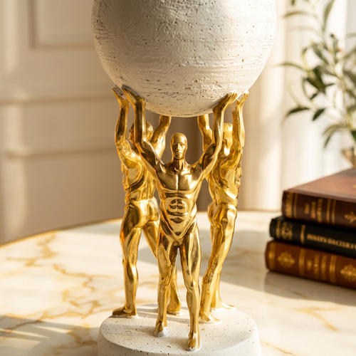 Luxury Gold & White Globe Bearers Figurine