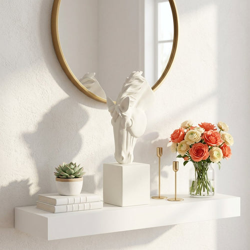 Modern Abstract White Horse Head Statue