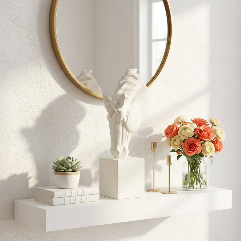 Modern Abstract White Horse Head Statue