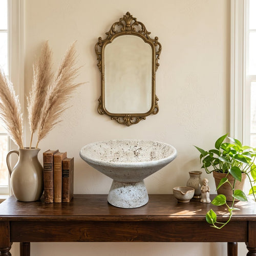 Elegant Travertine Textured Display Bowl