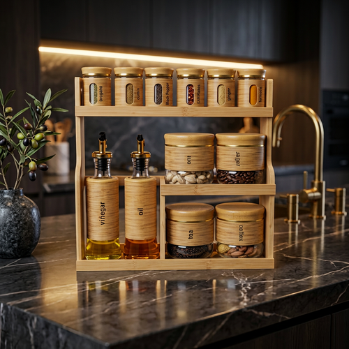12 Piece Wooden Rack Kitchen Storage Set