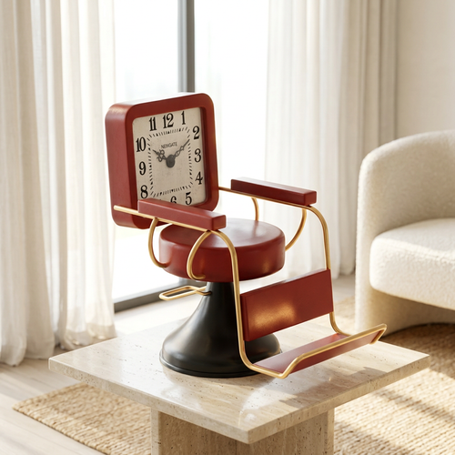 Vintage Barber Shop Chair Table Clock