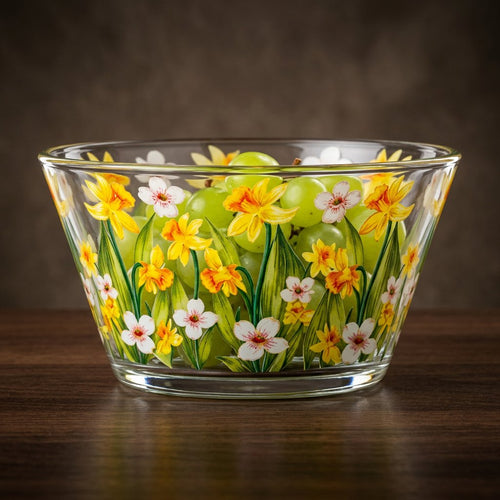 Printed Clear Glass Serving  Dessert Bowl
