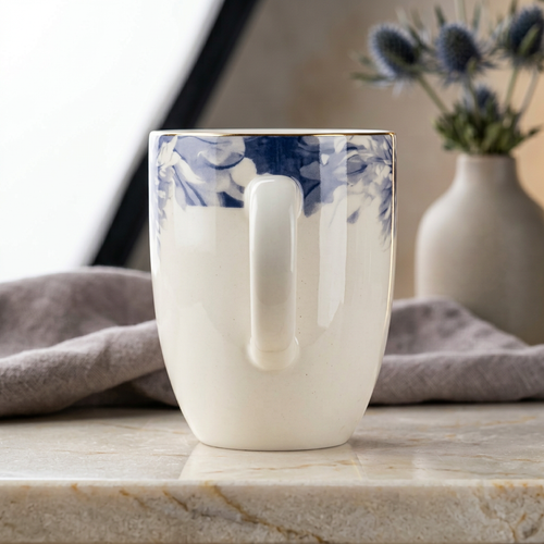 Elegant Blue Floral Tea & Coffee Cup 6 Piece Set