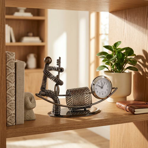 Metal Musician Boat Desk Clock