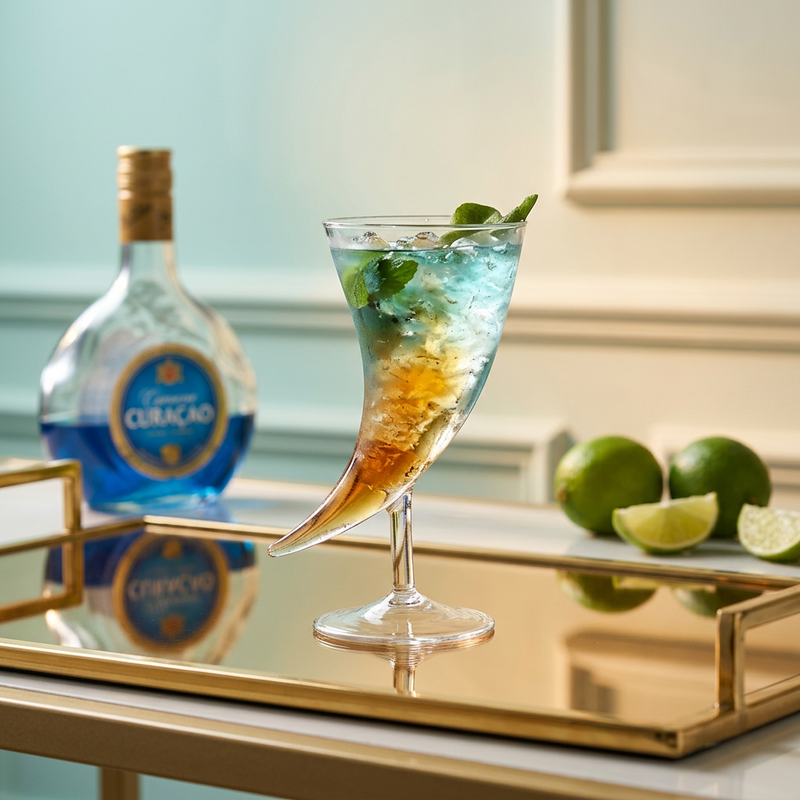 Horn Shaped Cocktail Glass with Stem Base
