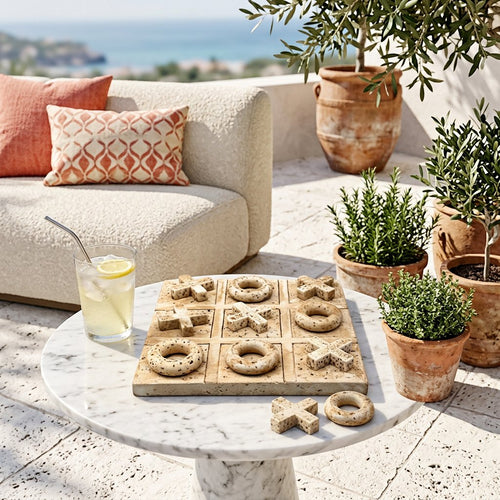 Luxe Stone Tic-Tac-Toe Tabletop Sculpture & Game
