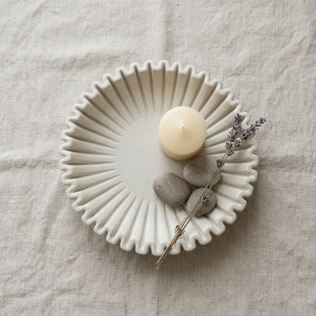 Elegant Ruffled Ceramic Decorative Bowl