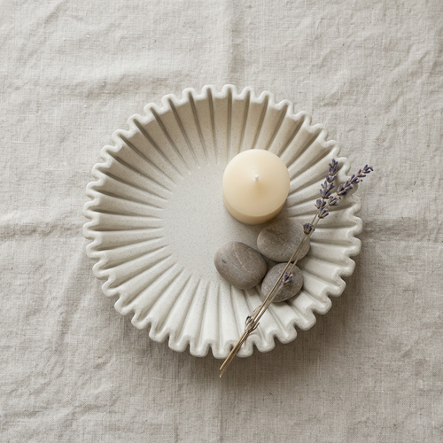 Elegant Ruffled Ceramic Decorative Bowl