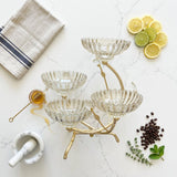 4 Tier Cascading Glass Serving Stand with Gold Metal Base