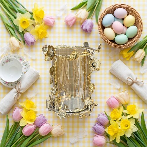 Botanical Gold Frame Amber Glass Candle Holder
