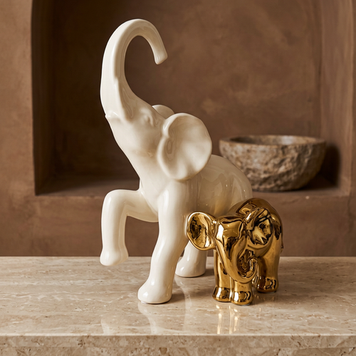 Elegant Mother & Baby Elephant Duo Statue