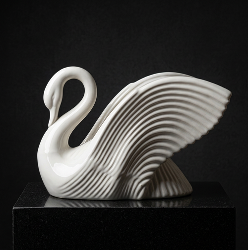 Elegant Glossy White Swan Showpiece