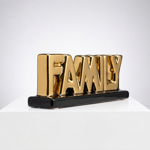Modern "FAMILY" Word Block Sculpture