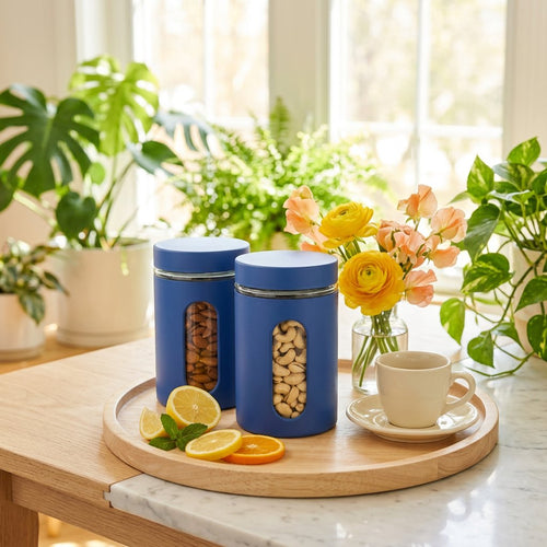 Matte Royal Blue Storage Canister Set of 2
