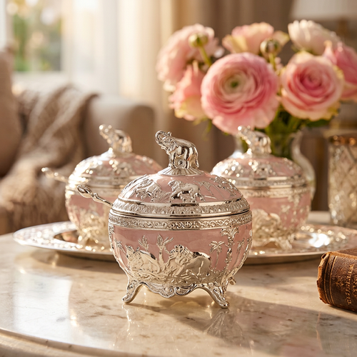 Imperial Elephant Bowl Set with Matching Tray