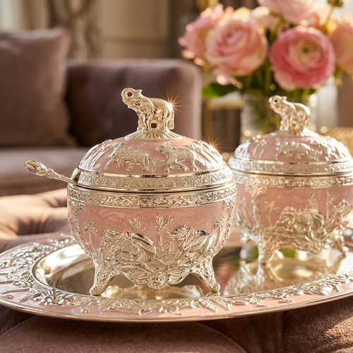 Imperial Elephant Bowl Set with Matching Tray
