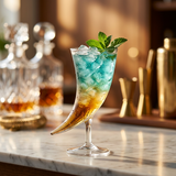 Horn Shaped Cocktail Glass with Stem Base