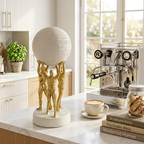 Luxury Gold & White Globe Bearers Figurine