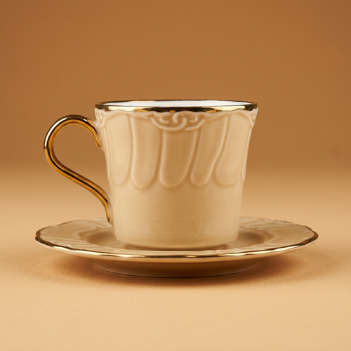 Elegant Warm Greige Cup & Saucer Set of 12