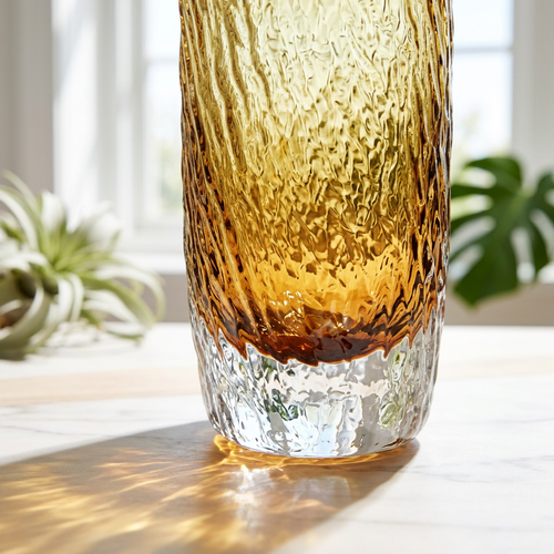 Elegant Textured Glass Cylinder Flower Vase