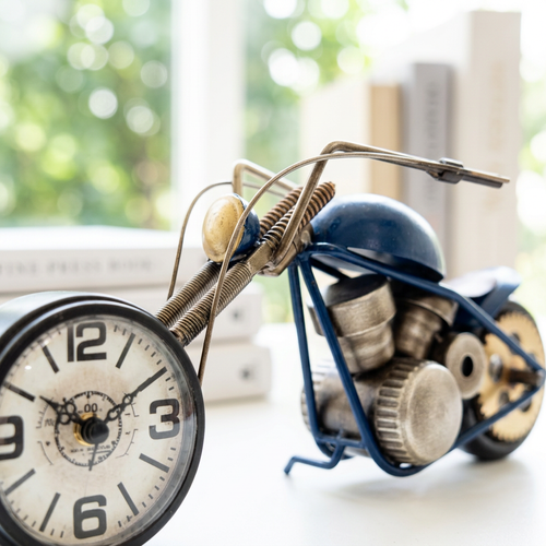 Vintage Industrial Metal Motorcycle Table Clock