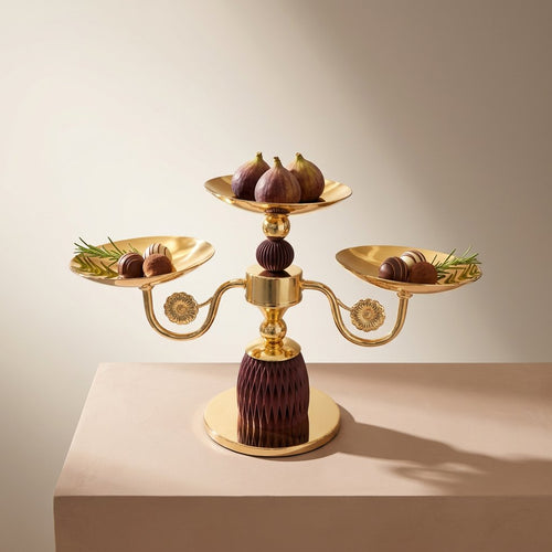 Crown Gold 3-Bowl Multi-Level Appetizer & Dessert Stand