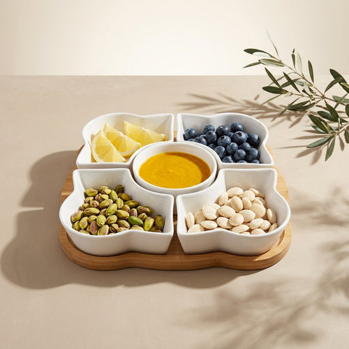 Botanical Clover Ceramic Relish & Snack Server Set