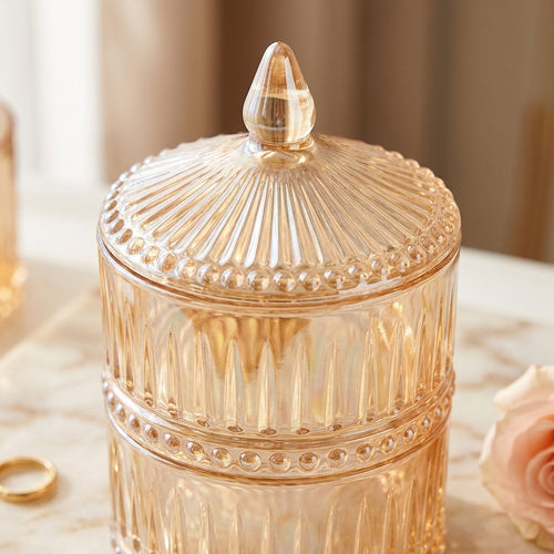 Amber Crystal 3 Tier Stackable Glass Jar