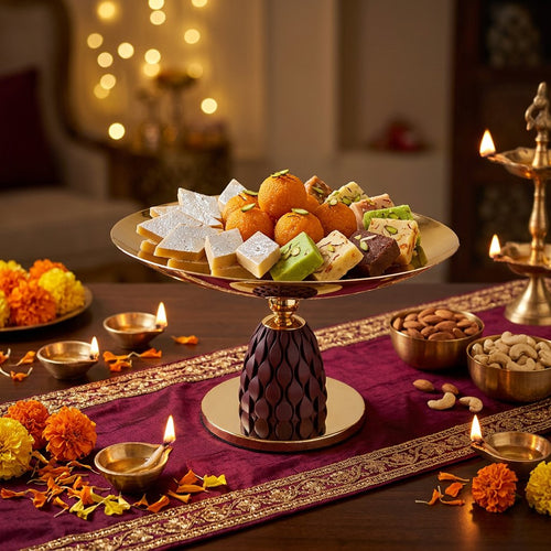 Crown Gold Centerpiece Platter with Dark Accent Base