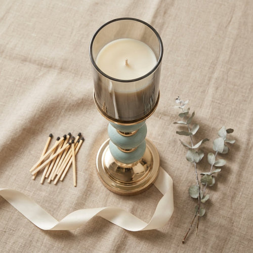 Imperial Triple Mint Green Accent Gold Candle Stand