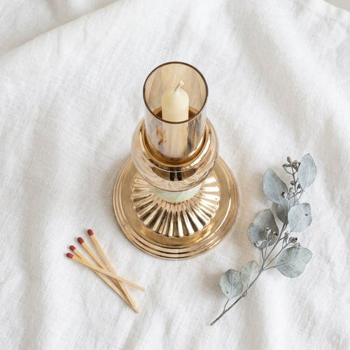 Elegant Pale Jade Accent Gold Candle Stand