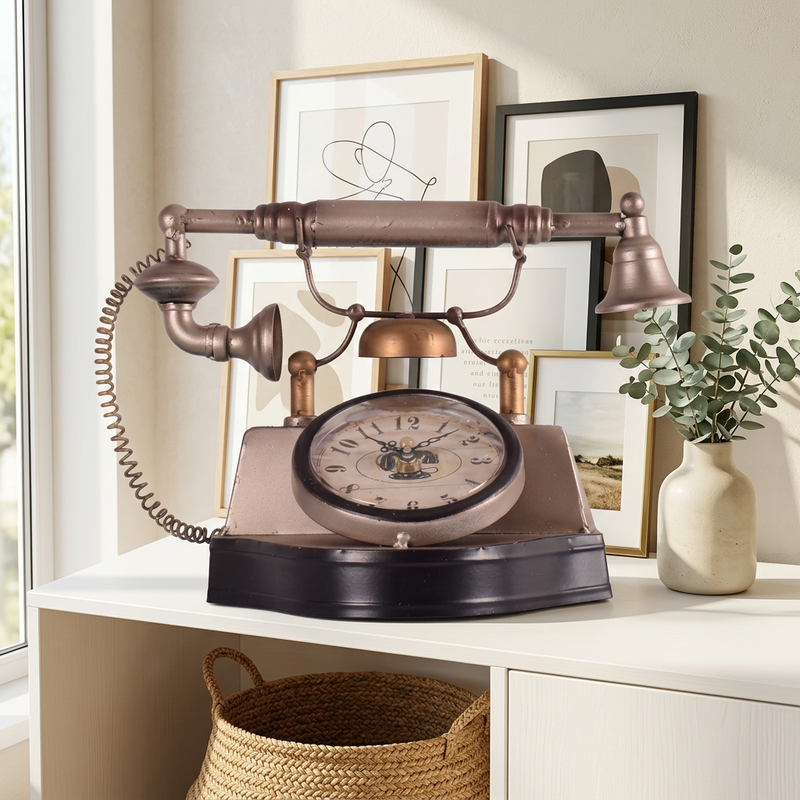 Vintage Rotary Telephone Table Clock